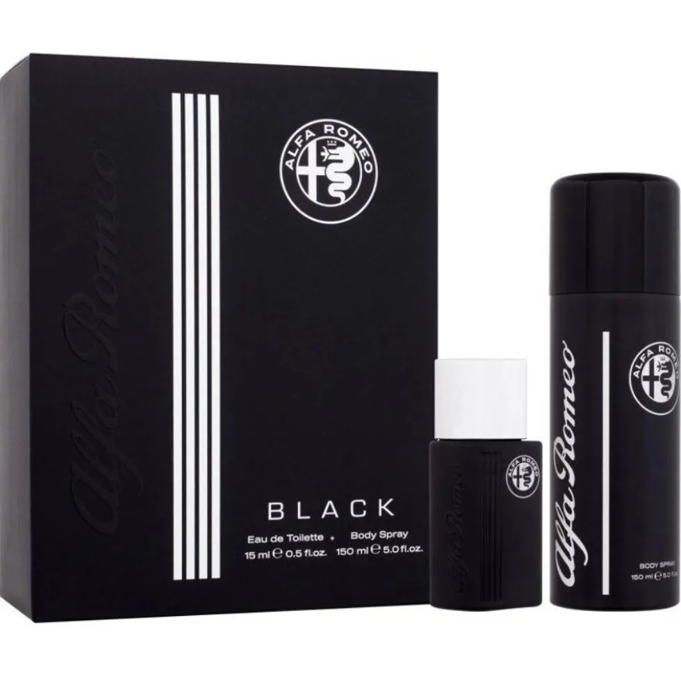 Alfa Romeo Black zestaw woda toaletowa spray 15ml + perfumowany spray do ciała 150ml