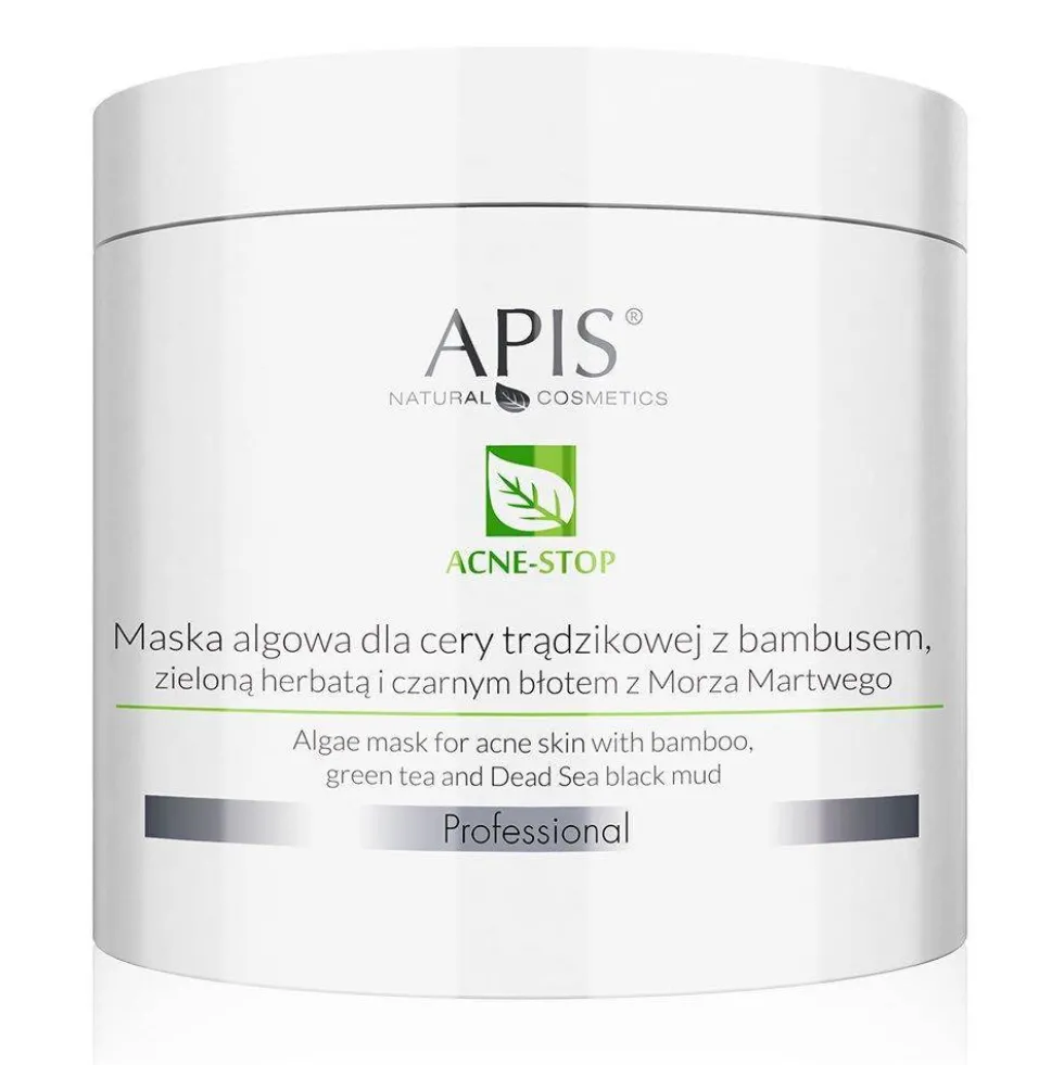 APIS Acne-Stop maska algowa dla cery trądzikowej z bambusem zieloną herbatą i czarnym błotem z Morza Martwego 200g