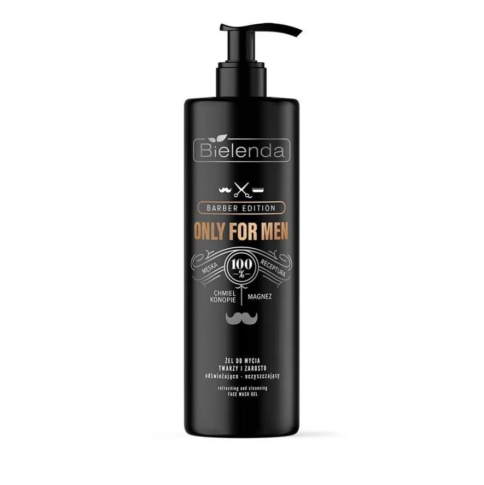 Bielenda Only For Men Barber Edition odświeżająco-oczyszczający żel do mycia twarzy i zarostu 190g