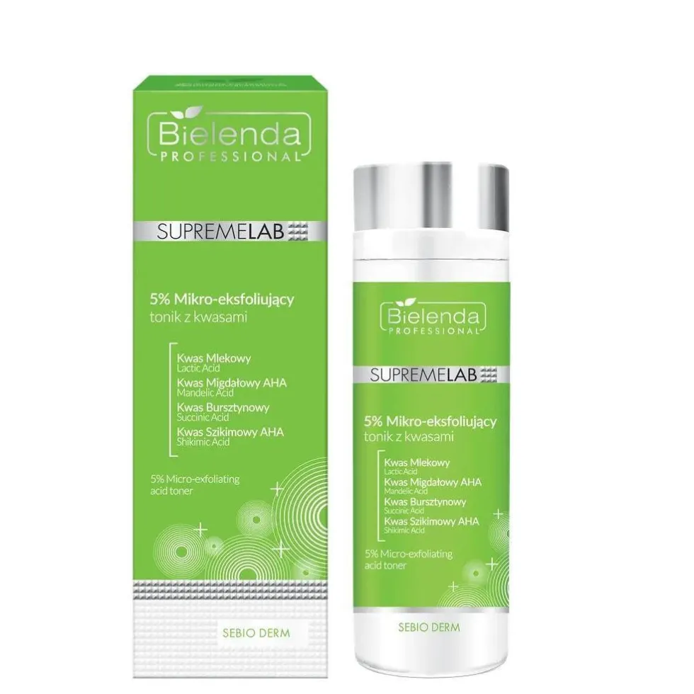 Bielenda Professional SupremeLab Sebio Derm 5% mikro-eksfoliujący tonik z kwasami 200ml