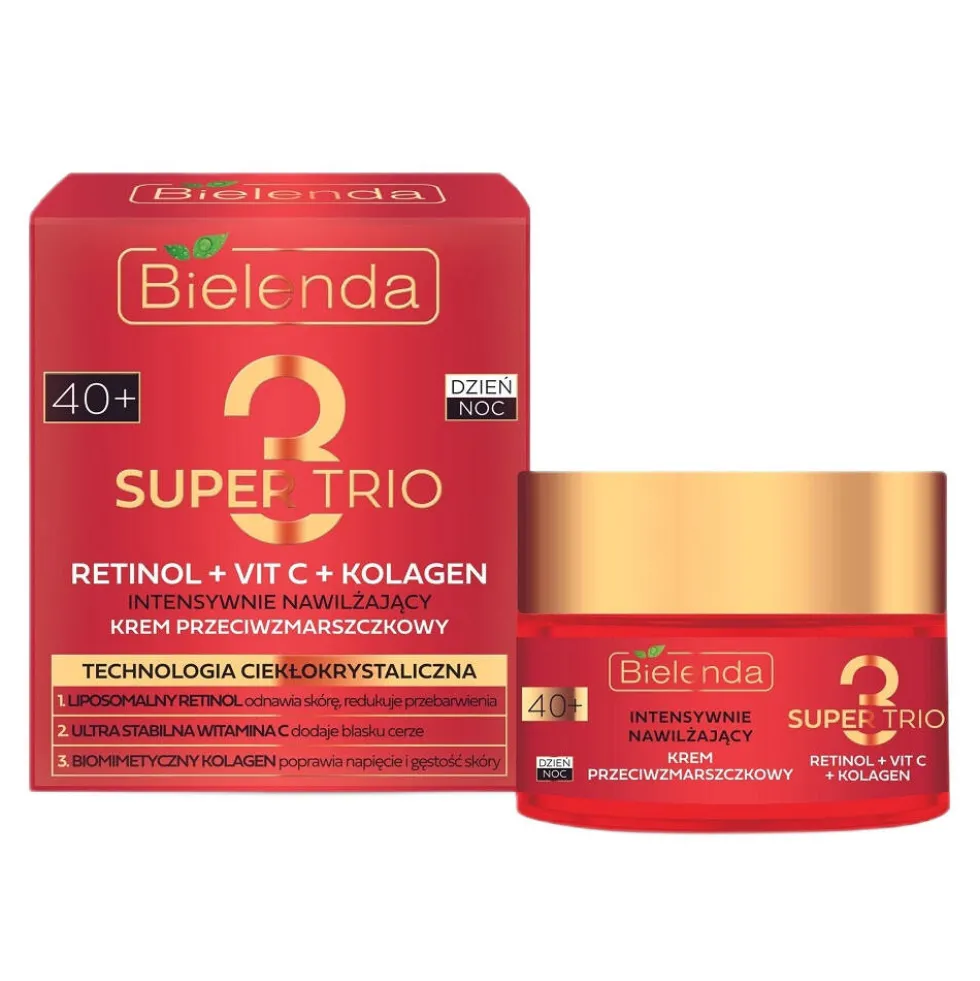 Bielenda Super Trio intensywnie nawilżający krem przeciwzmarszczkowy 40+ 50ml