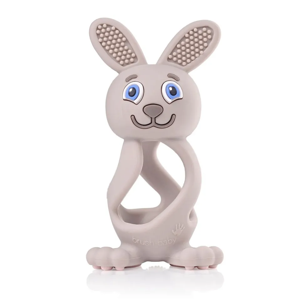 Brush-Baby Bobbie Bunny Teether zabawka-gryzak dla niemowląt Cappuccino Grey