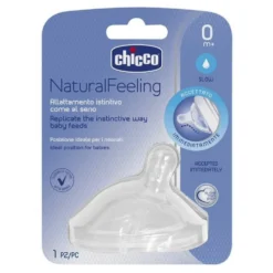 Chicco NaturalFeeling smoczek silikonowy na butelkę przepływ wolny 0m+ 1szt