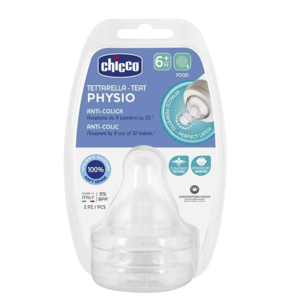 Chicco Physio smoczek antykolkowy na butelkę przepływ do kaszki 6m+ 2szt