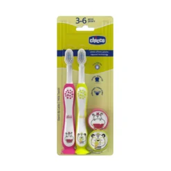 Chicco Szczoteczka do zębów 3-6l Hippo i Panda 2szt.