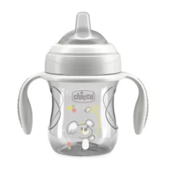 Chicco Transition Cup pierwszy kubek treningowy z miękkim ustnikiem 4m+ Szary 200ml
