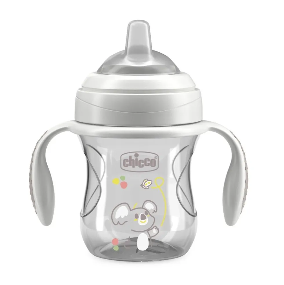 Chicco Transition Cup pierwszy kubek treningowy z miękkim ustnikiem 4m+ Szary 200ml