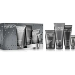 Clinique Great Skin for Him zestaw żel do mycia twarzy 200ml + peeling do twarzy 100ml + przeciwstarzeniowy krem pod oczy 15ml + emulsja nawilżająca do twarzy 100ml
