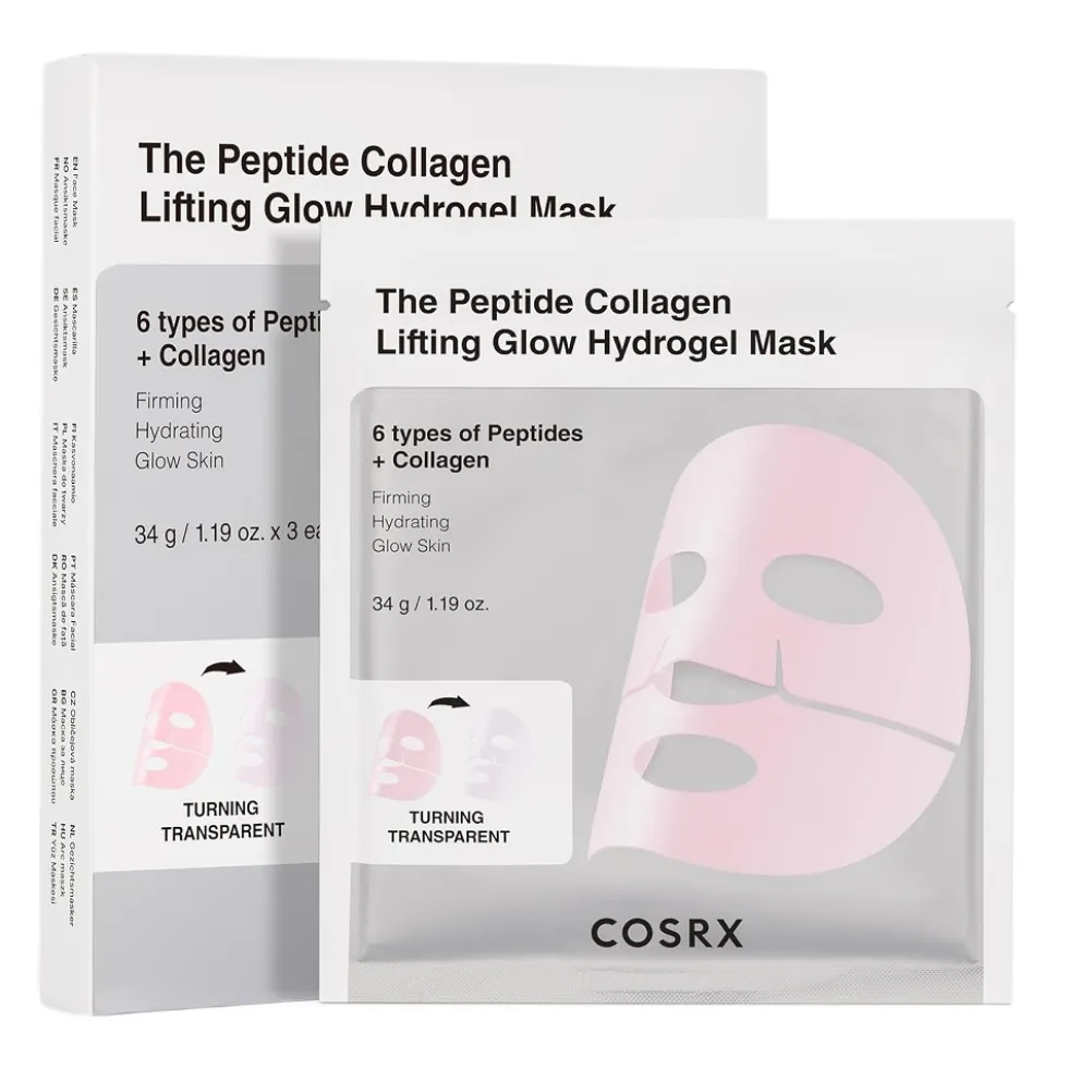 COSRX The Peptide Collagen Lifting Glow Hydrogel Mask hydrożelowa maseczka w płachcie z peptydami i kolagenem 3szt.