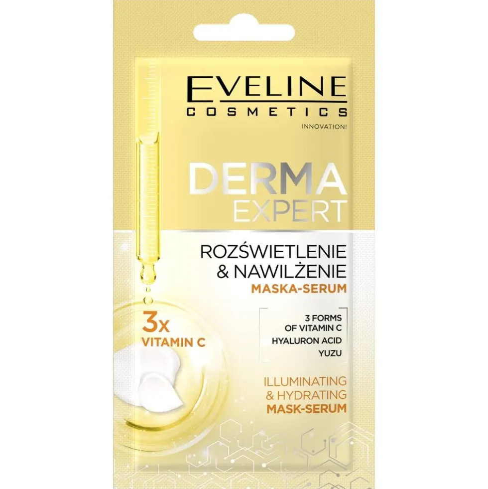 Eveline Cosmetics Derma Expert rozświetlająco-nawilżająca kremowa maseczka-serum do twarzy 8ml