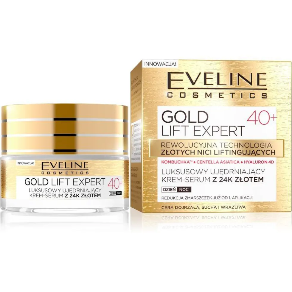 Eveline Cosmetics Gold Lift Expert 40+ luksusowy ujędrniający krem-serum z 24k złotem dzień/noc 50ml