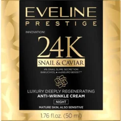 Eveline Cosmetics Prestige 24k Snail&Caviar luksusowy głęboko regenerujący kram przeciwzmarszczkowy na noc 50ml