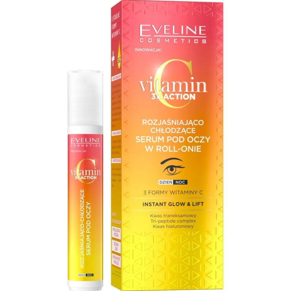 Eveline Cosmetics Vitamin C 3x Action rozjaśniająco-chłodzące serum pod oczy w roll-onie 15ml