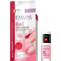 Eveline Cosmetics 6w1 Care&Colour odżywka do paznokci nadająca kolor Rose 5ml
