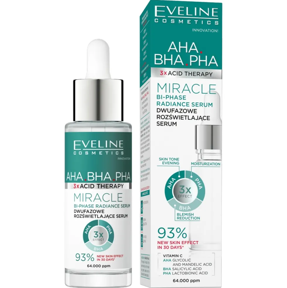 Eveline Cosmetics 3 x Acid Therapy dwufazowe rozświetlające serum 30ml