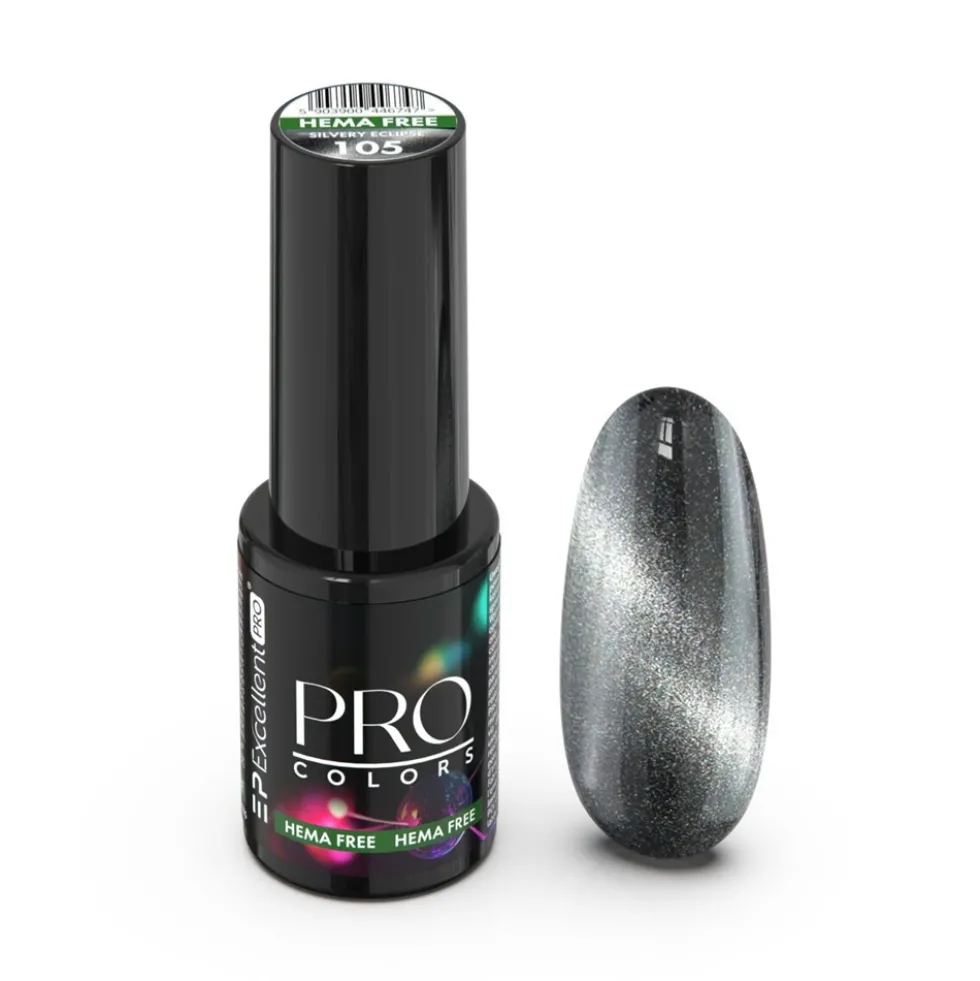Excellent PRO Pro Colors Hema Free CatEye lakier hybrydowy 105 Silvery Eclipse 7g