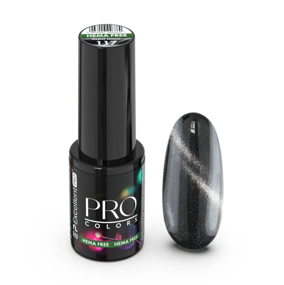 Excellent PRO Pro Colors Hema Free CatEye lakier hybrydowy 117 Silent Night 7g