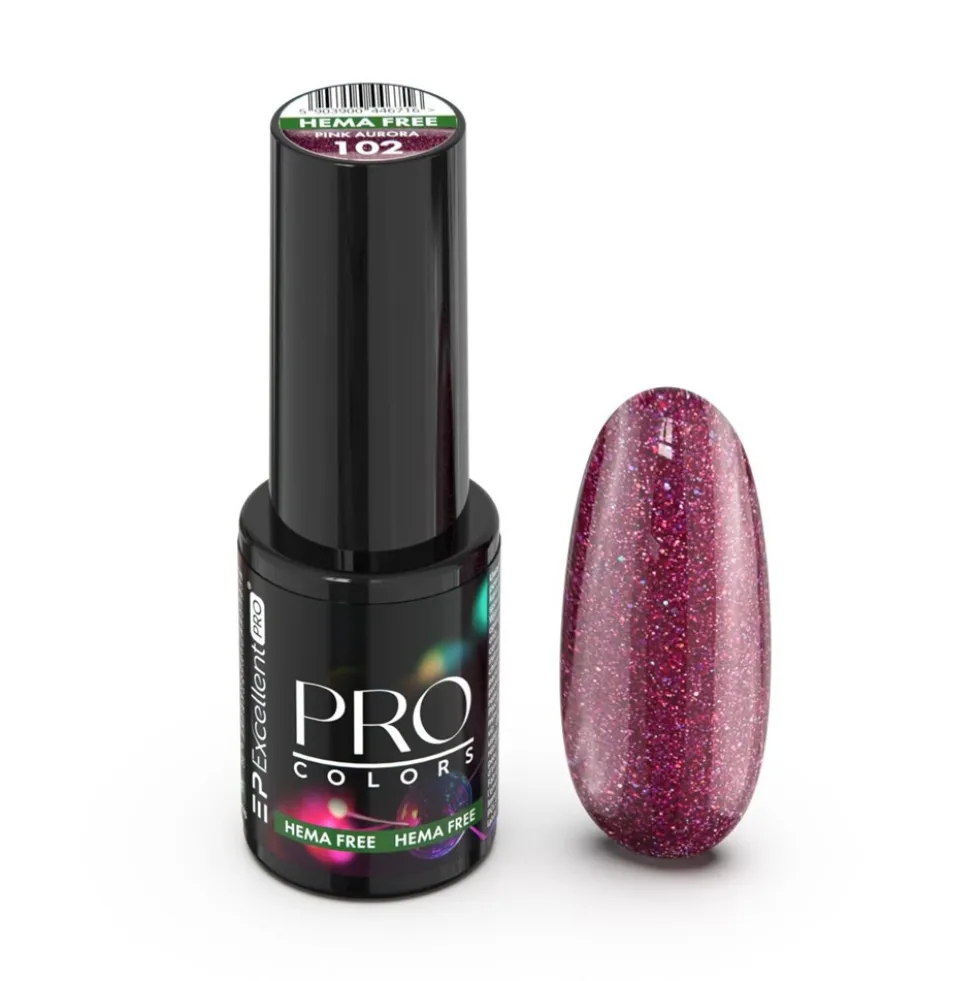 Excellent PRO Pro Colors Hema Free lakier hybrydowy 102 Pink Aurora 7g