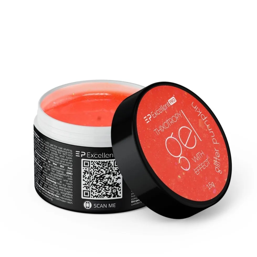 Excellent PRO Thixotropy Gel With Effect żel budujący Glitter Pumpkin 15g