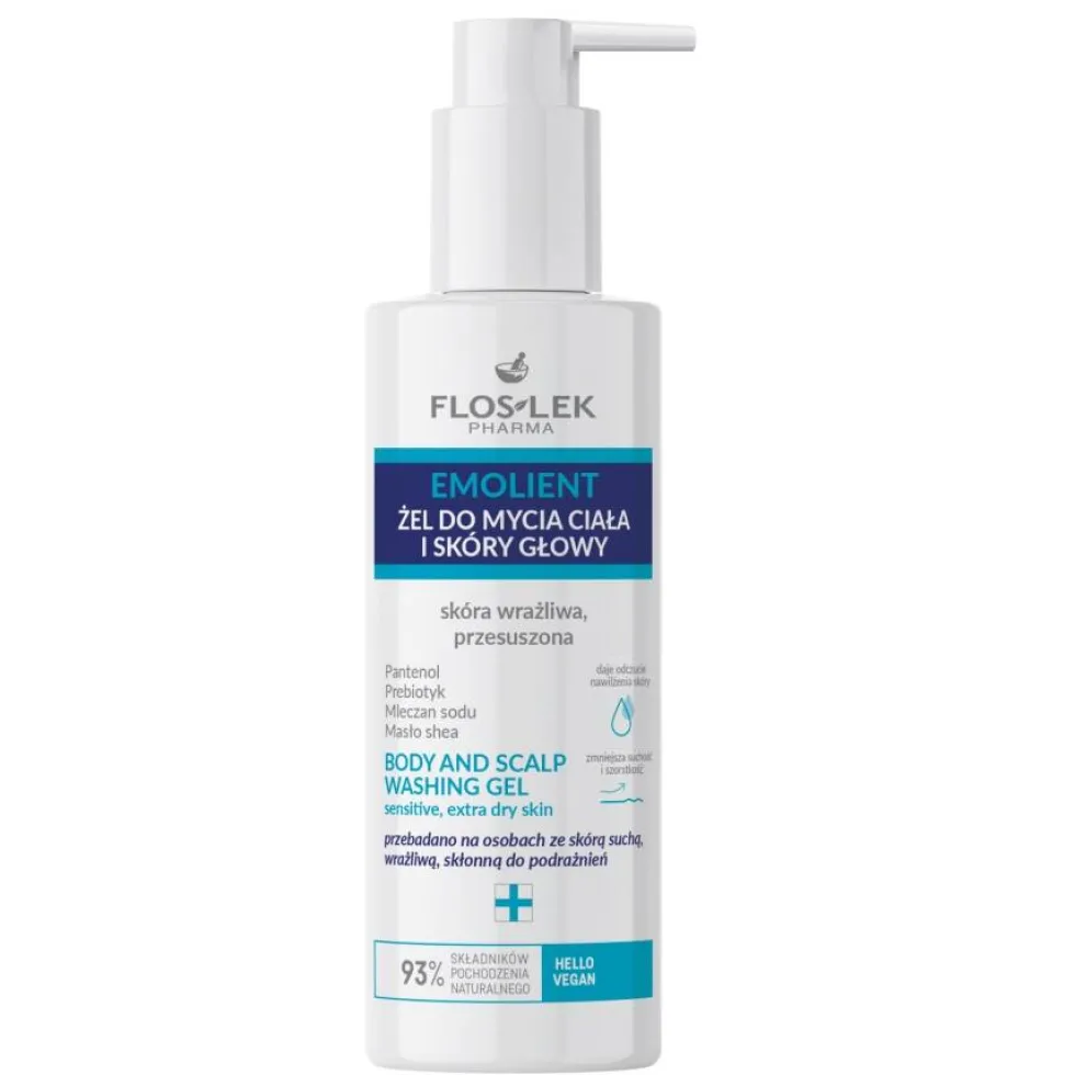 Floslek Emolient żel do mycia ciała i skóry głowy 175ml