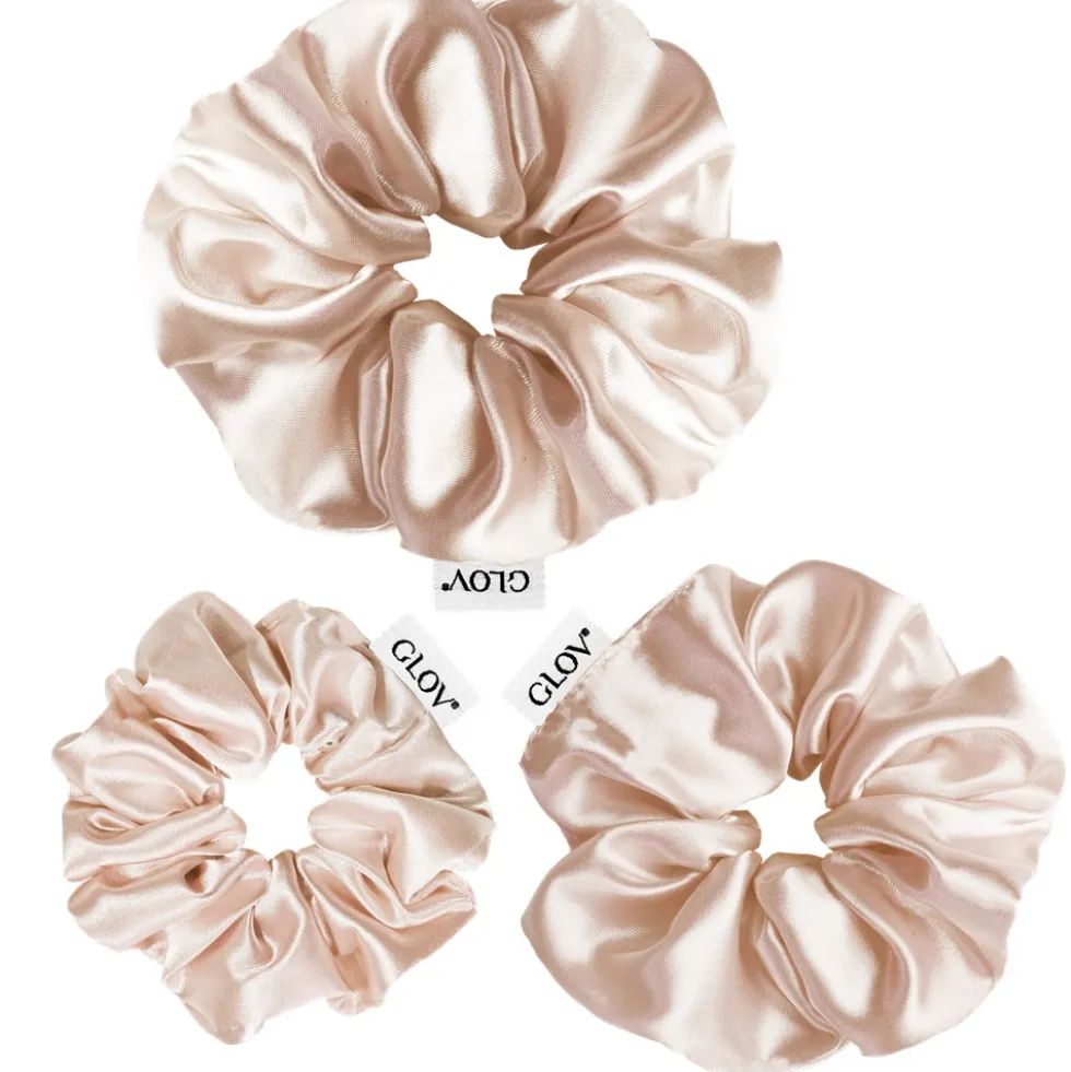 Glov Satin Scrunchies gumki do włosów S/M/L Champagne 3szt