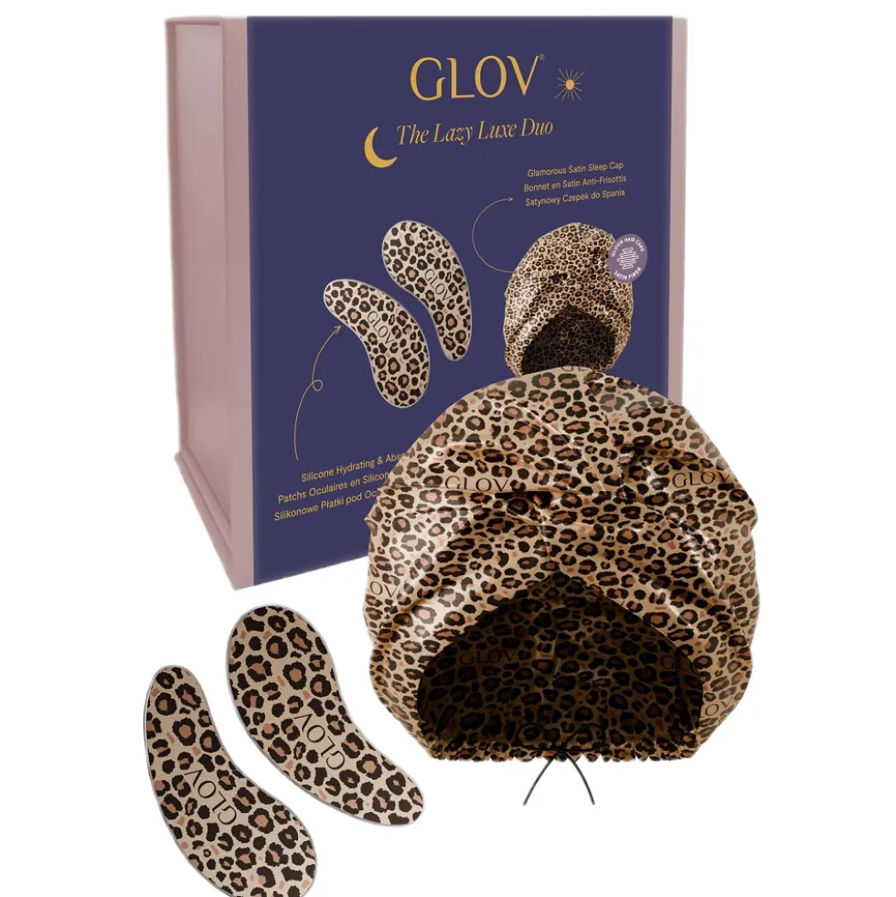 Glov The Lazy Luxe Duo zestaw silikonowe płatki pod oczy + satynowy czepek do spania
