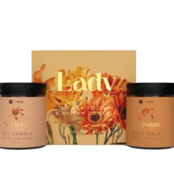 HiSkin Lady Sweet Oranges zestaw świeczka sojowa 200ml + balsam do ciała 200ml