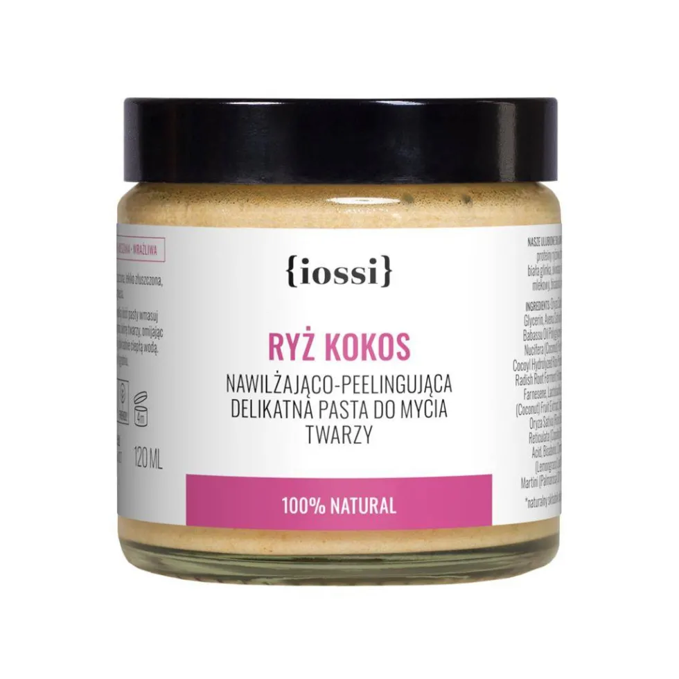 Iossi Ryż i Kokos nawilżająco-peelingująca delikatna pasta do mycia twarzy 120ml