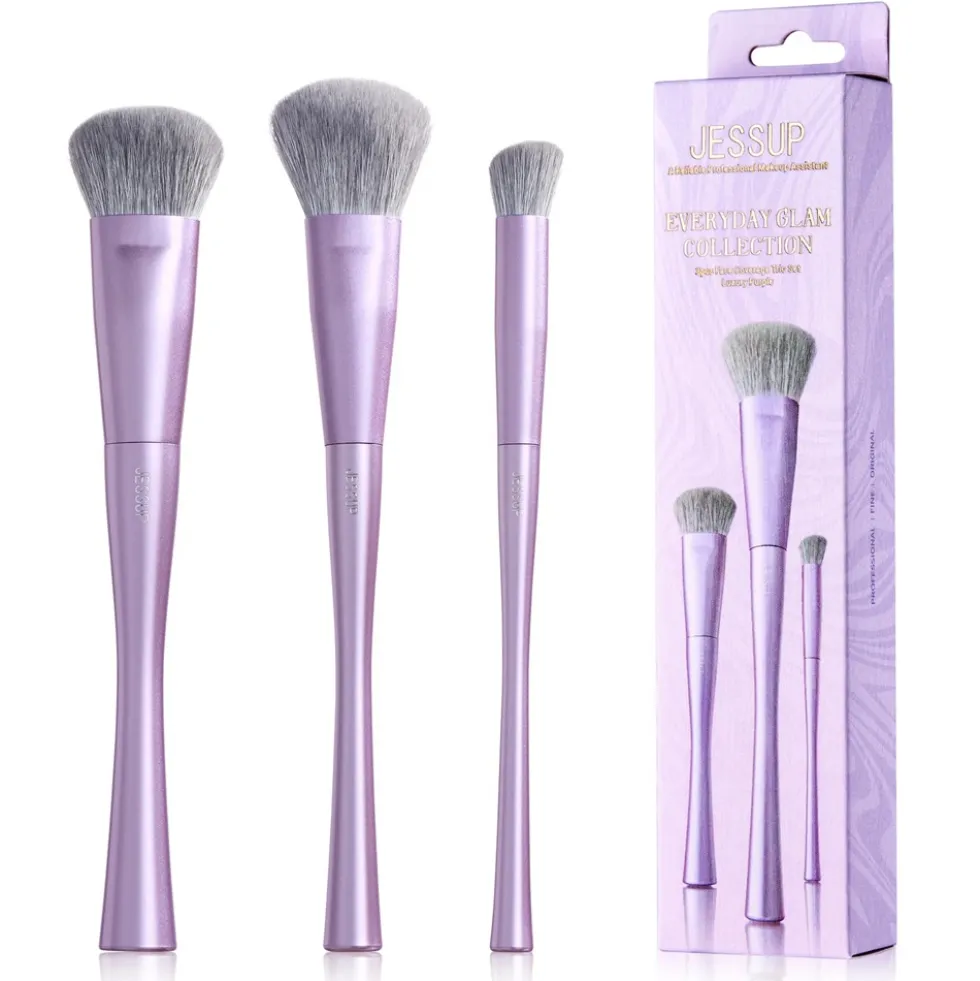 JESSUP Luxury Purple Face Coverage Trio Makeup Brush zestaw pędzli do makijażu T513 3szt.