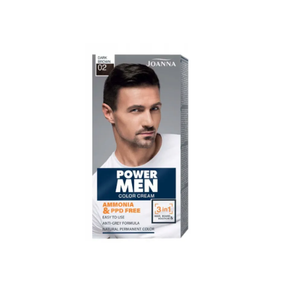 Joanna Power Men Color Cream farba odsiwiająca 02 Dark Brown