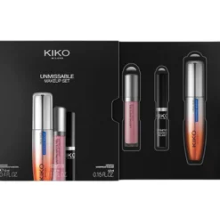 KIKO Milano Unmissable Make Up Set zestaw tusz do rzęs 12ml + wodoodporny eyeliner 4.5ml + matowa pomadka w płynie 4ml