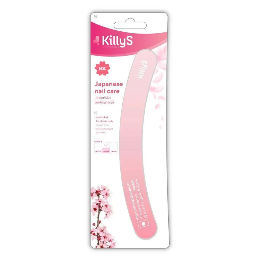 KillyS Japanese Nail Care pilnik do paznokci banan 180/240 Różowy