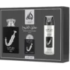 Lattafa Ishq Al Shuyukh Silver zestaw woda perfumowana spray 100ml + woda perfumowana spray 20ml + dezodorant spray 200ml