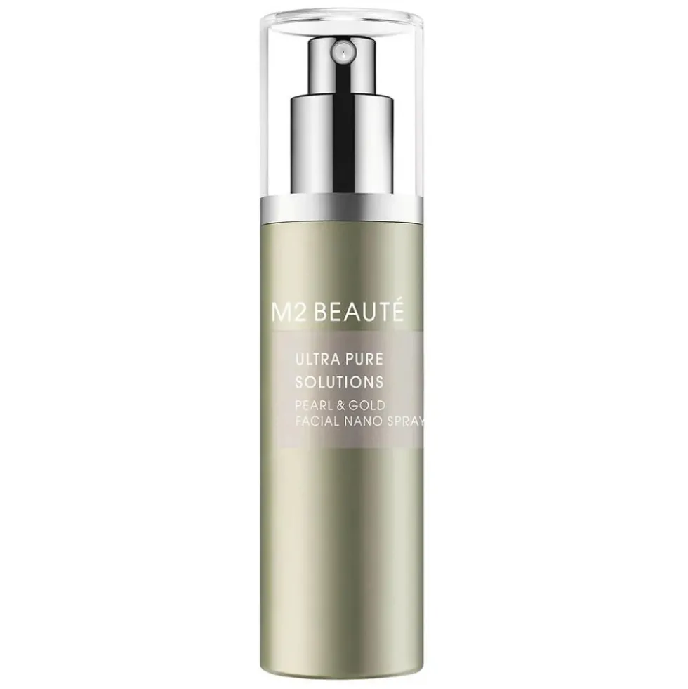 M2 BEAUTE Pearl & Gold Facial Nano Spray rozświetlające serum do twarzy w sprayu 75ml