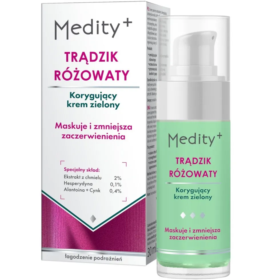 Medity+ Trądzik Różowaty korygujący krem zielony 30ml