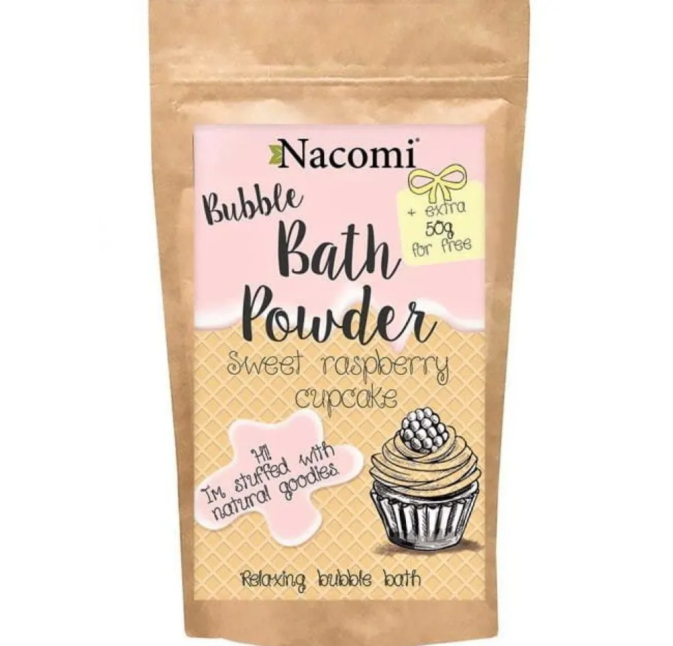 Nacomi Bubble Bath Powder puder do kąpieli Sweet Raspberry Cupcake 150g