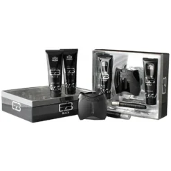 New Brand Extasia Black zestaw woda toaletowa spray 100ml + balsam po goleniu 130ml + żel pod prysznic 130ml + woda toaletowa spray 15ml