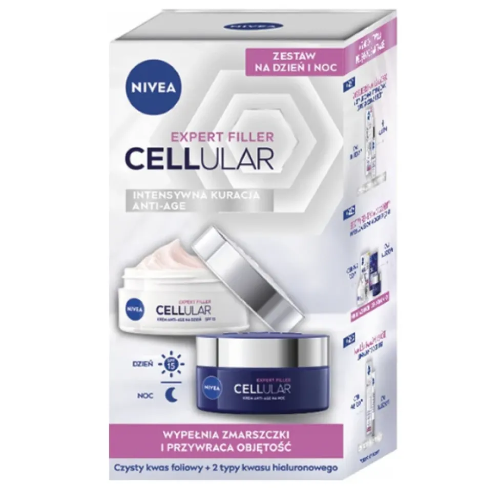 Nivea Cellular Expert Filler zestaw przeciwzmarszczkowy krem na dzień 50ml + przeciwzmarszczkowy krem na noc 50ml