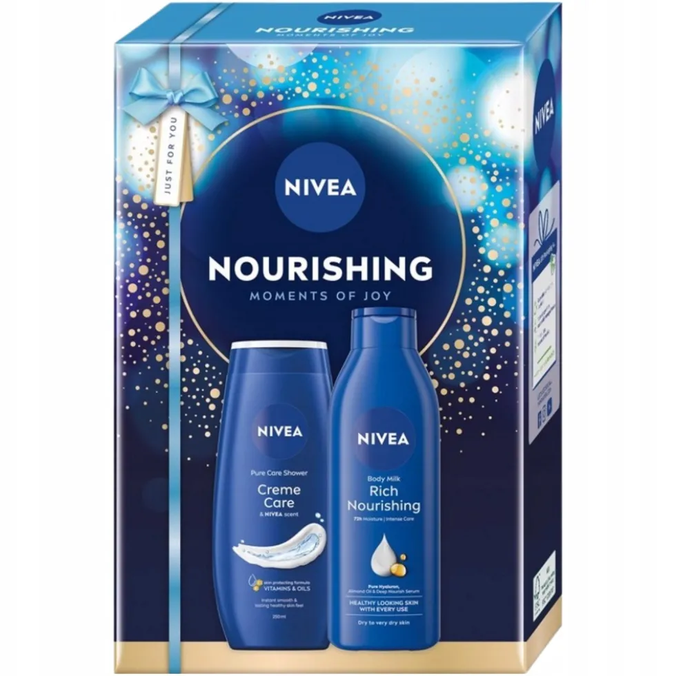 Nivea Nourishing zestaw pielęgnujący żel pod prysznic 250ml + odżywcze mleczko do ciała 250ml