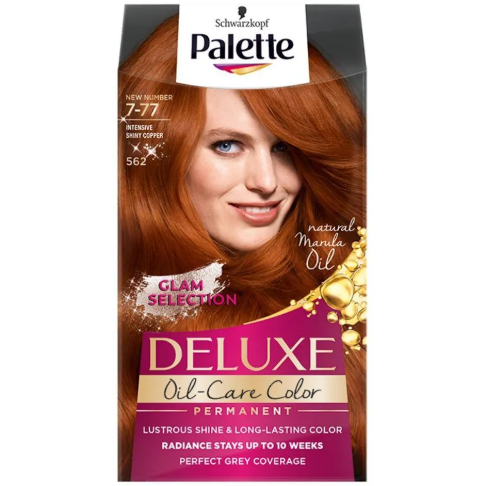 Palette Deluxe Oil-Care Color farba do włosów trwale koloryzująca z mikroolejkami 562 (7-77) Intensywna Lśniąca Miedź