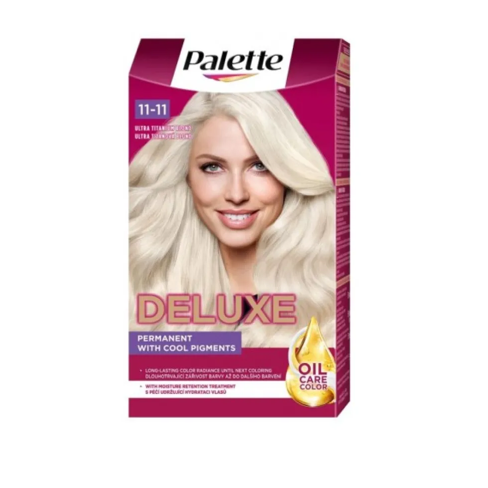 Palette Deluxe Oil-Care Color farba do włosów trwale koloryzująca z mikroolejkami 11-11 Ultra Tytanowy Blond