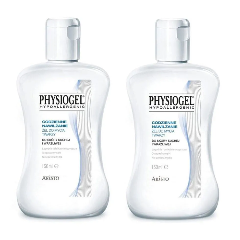 Physiogel Codzienne Nawilżanie żel do mycia twarzy do skóry suchej i wrażliwej 2x150ml
