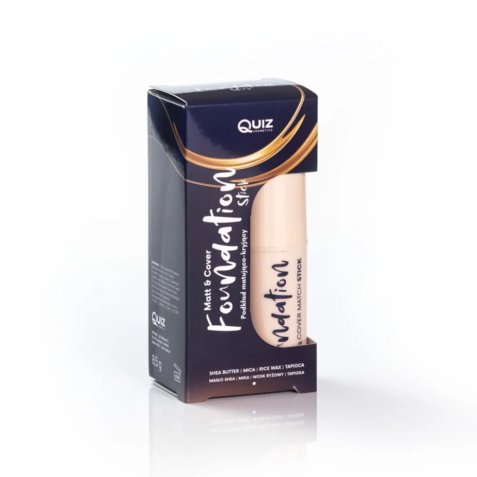 Quiz Cosmetics Matt & Cover Stick Foundation kryjący podkład w sticku wzbogacony olejem rycynowym i masłem shea Natural 7.5g
