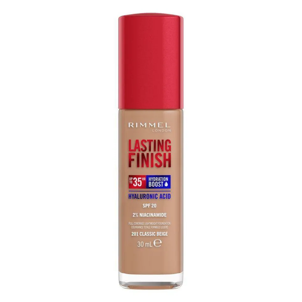 Rimmel Lasting Finish 35H silnie nawilżający i długotrwale kryjący podkład do twarzy z filtrem SPF20 201 Classic Beige 30ml