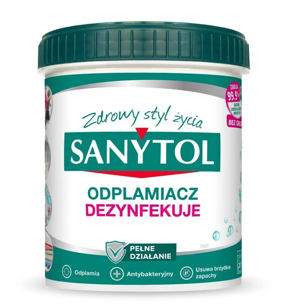 SANYTOL Odplamiacz dezynfekujący w proszku do białych i kolorowych tkanin 450g