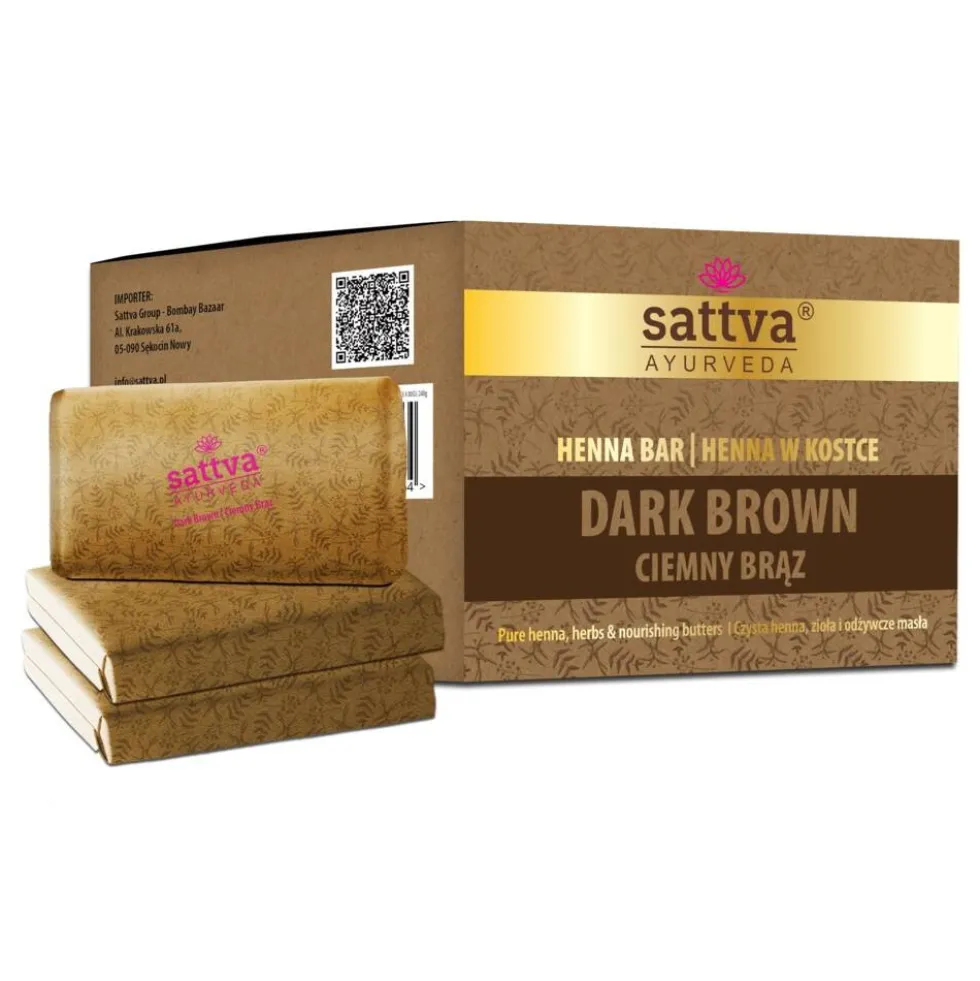 Sattva Ayurveda Henna Bar henna w kostce Dark Brown 3x80g