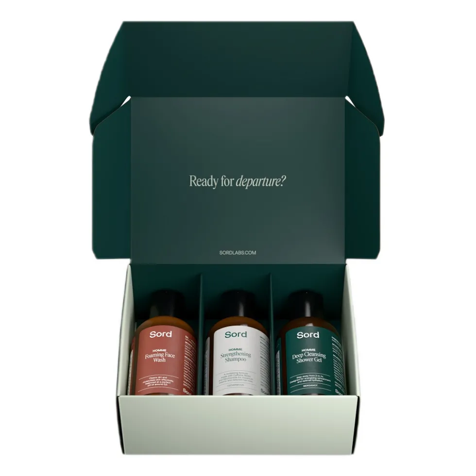 Sord Travel Set zestaw żel pod prysznic 50ml + szampon do włosów 50ml + pianka do mycia twarzy 50ml + nawilżający krem do twarzy 12ml