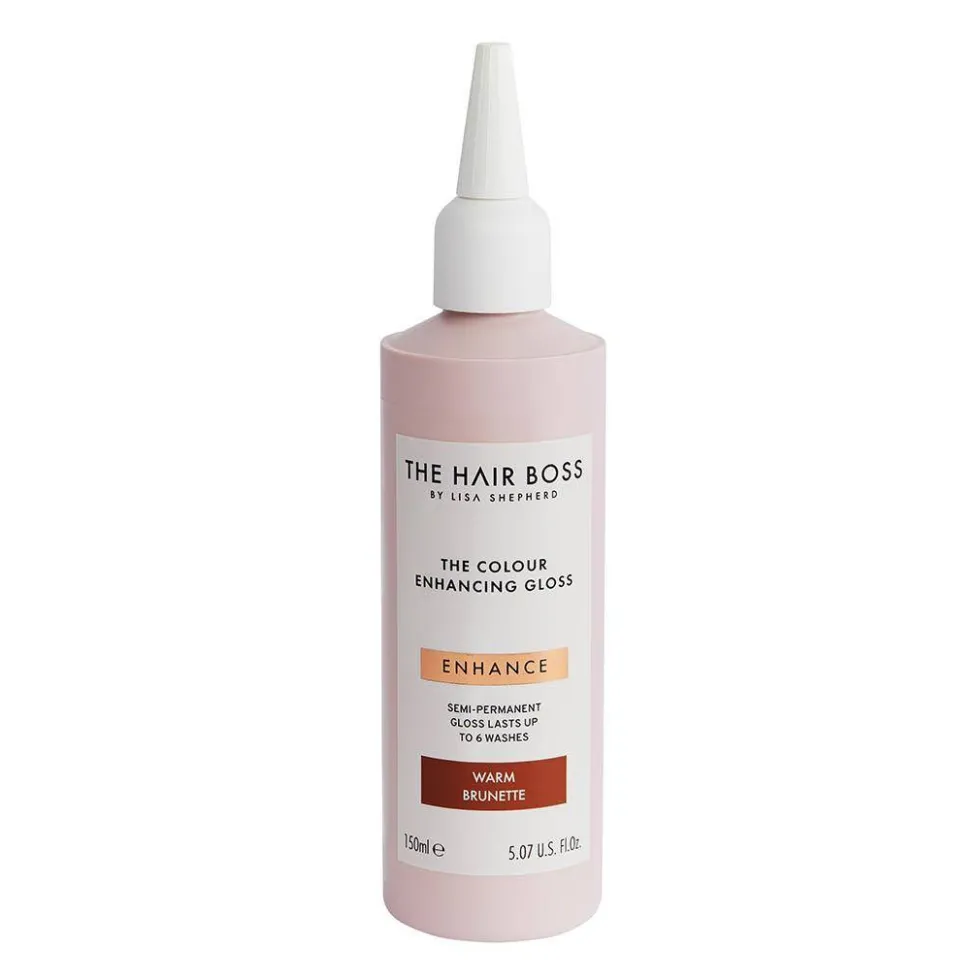 The Hair Boss The Colour Enhancing Gloss rozświetlacz podkreślający ciepły odcień ciemnych włosów Warm Brunette 150ml