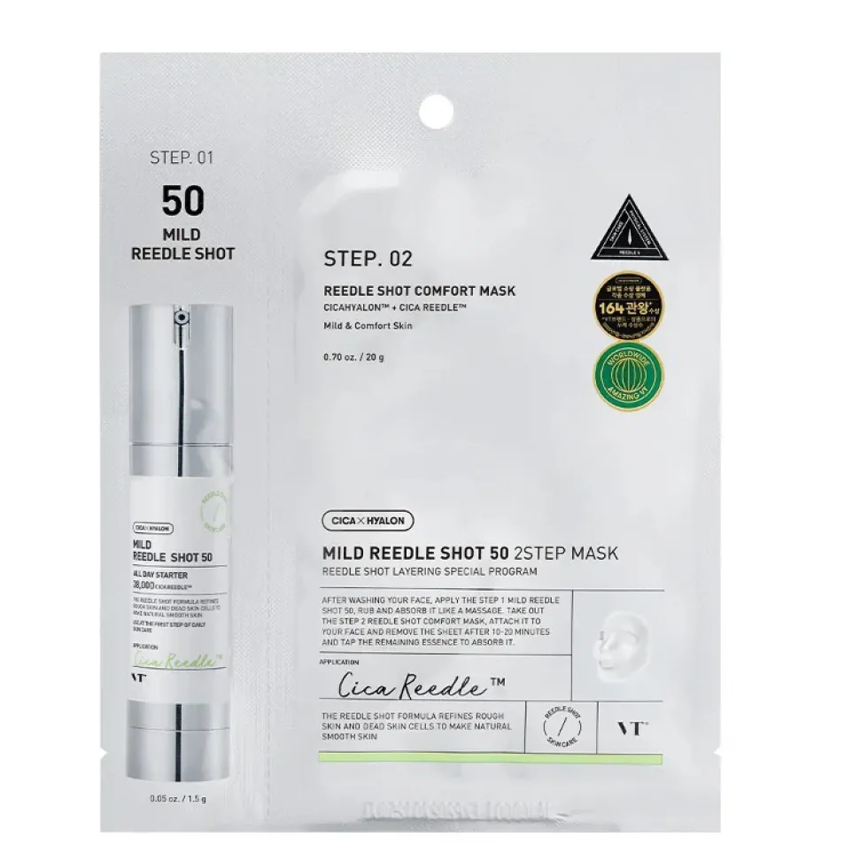 VT Cosmetics Reedle Shot 50 2Step Mask dwuetapowy zabieg z technologią mikroigieł 21.5g