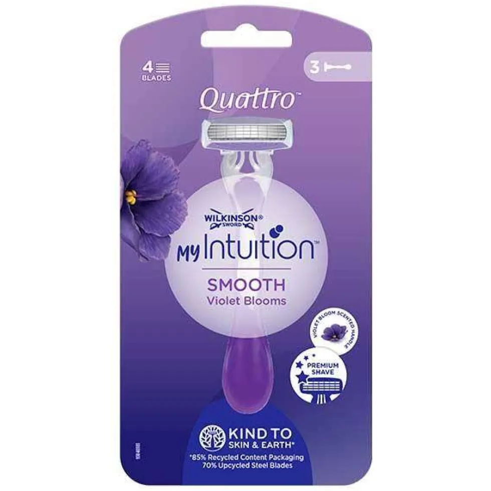 Wilkinson My Intuition Quattro Smooth Violet Bloom jednorazowe maszynki do golenia dla kobiet 3szt